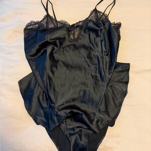 Skims Black Lace Trimmed Bodysuit